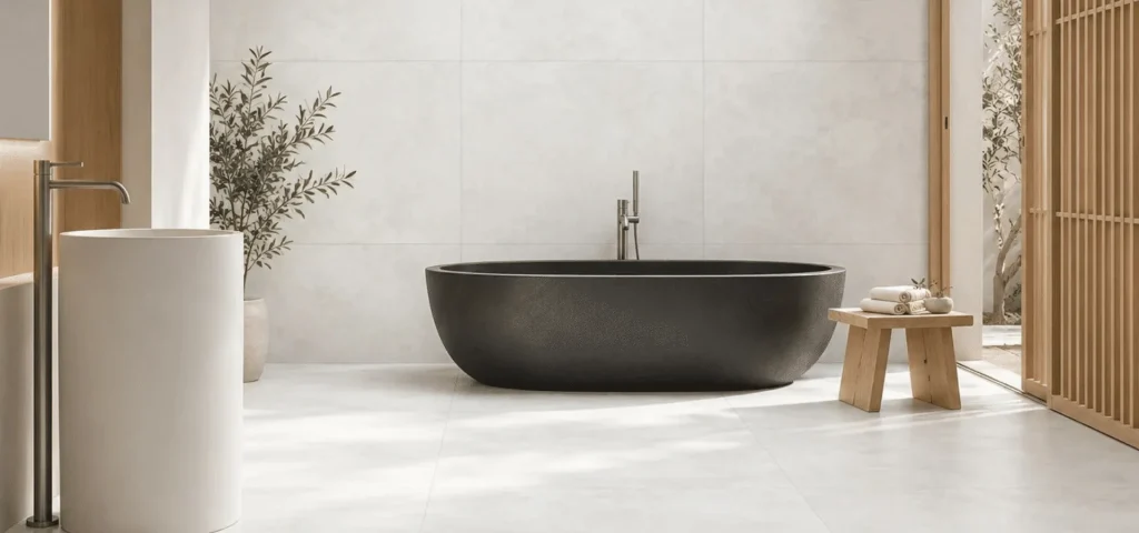 gres koru light grey satin 100x100 aranzacja 1