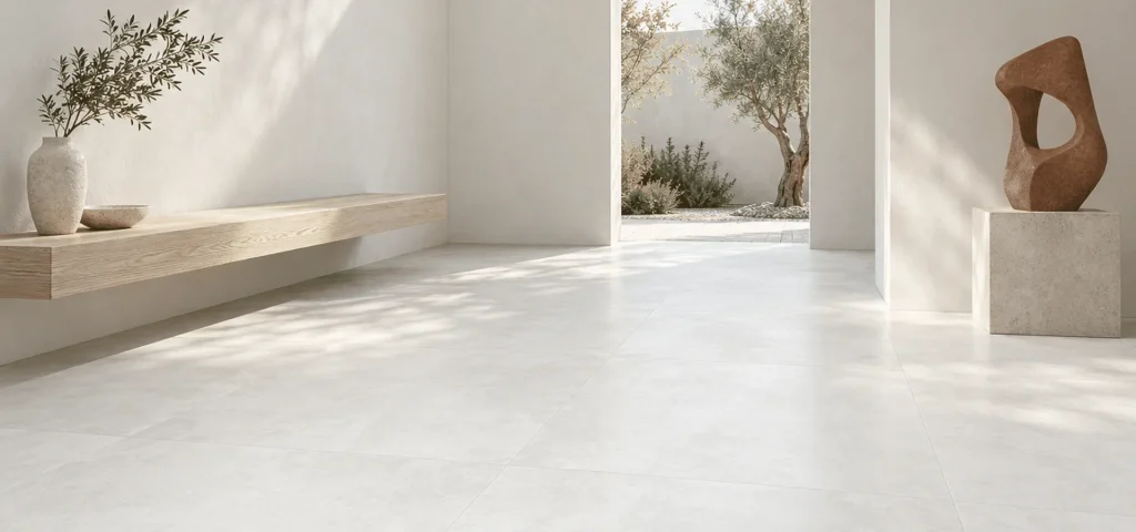 gres koru light grey satin 100x100 aranzacja 2